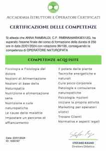 certificato operatore naturopata